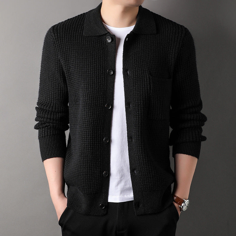 Elevate Your Style with the Men's Long-sleeved Knitted Cardigan Jacket
